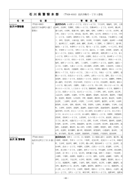 石 川 県 警 察 本 部 （  920-8553）金沢市鞍月一丁目1番地 金沢 中