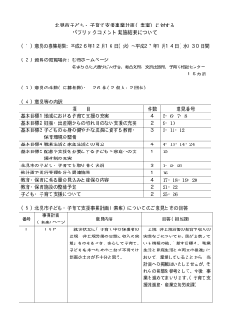 （素案）に対する パブリックコメント実施結果について