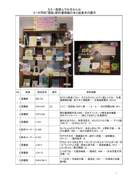 教科書掲載の本と給食本の展示