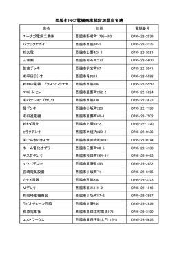 西脇市内の電機商業組合加盟店名簿（PDF：68KB）