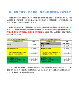 8．高額介護サービス費の一部の上限額が新しくなります