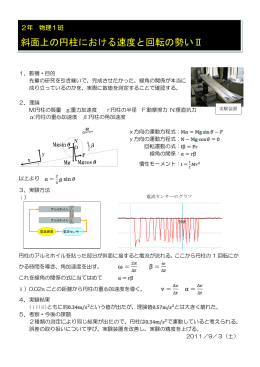 斜面上の円柱における速度と回転の勢いⅡ 大阪市立大学中島信昭研究