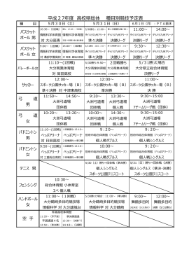 平成27年度 高校県総体 種目別競技予定表