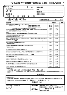 1歳から2歳の方 - かえでこどもクリニック