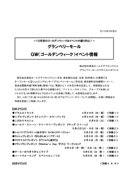 グランベリーモール GW（ゴールデンウィーク）イベント情報