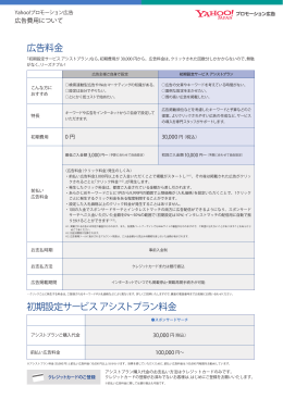 初期設定サービス アシストプラン料金 広告料金