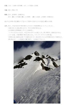 行程：3日：上高地～岳沢 BC 4日：コブ尾根～上高地 天候