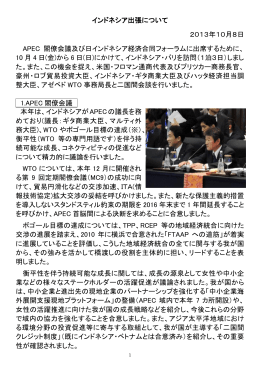 インドネシア出張について 2013年10月8日 APEC 閣僚会議及び日