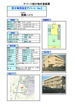 アパート紹介物件登録票 男子専用指定アパート No.2 晃曄ハイツ