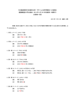 誤記の訂正をお知らせいたします