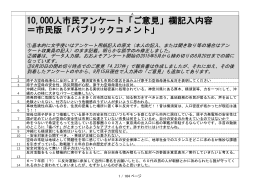 10,000人市民アンケート「ご意見」欄記入内容 ＝市民版「パブリックコメント」