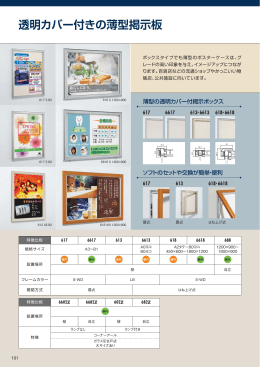 透明カバー付きの薄型掲示板