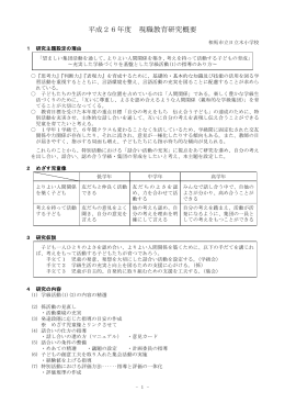 平成26年度 現職教育研究概要