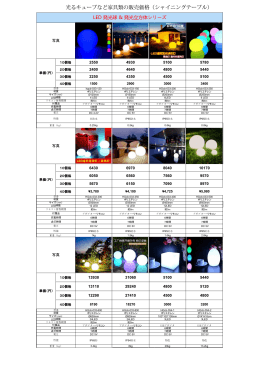 光るキューブなど家具類の販売価格（シャイニングテーブル）