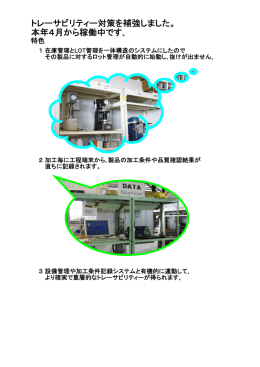 トレーサビリティー対策を補強しました。 本年4月から稼働中です｡