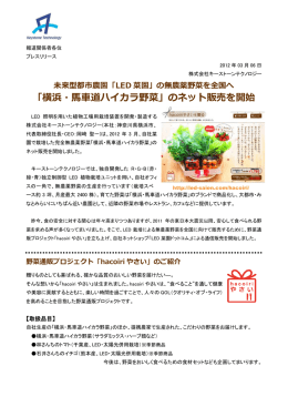 「横浜・馬車道ハイカラ野菜」のネット販売を開始