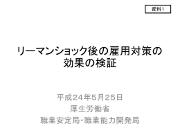 リーマンショック後の雇用対策の 効果の検証