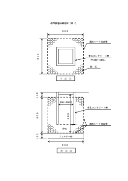 標準浸透枡構造図（図1） 平 面 図 800 800 透水シート全面巻 有孔