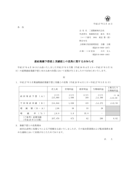 連結業績予想値と実績値との差異に関するお知らせ