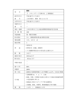 概要 項 目 『 コモンステージ天神の杜 』建築協定 認可年月日