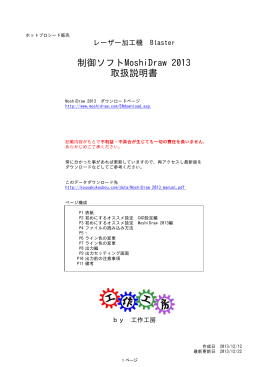 レーザー加工機の制御ソフトMoshiDraw 2013取扱説明書（PDF資料）