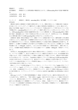 環境因子による膵島細胞の機能変化における、長鎖noncoding RNA