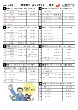 モーニングセミナー一覧表 H27年9月