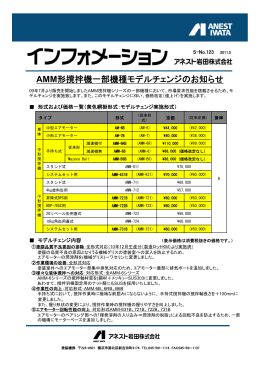 AMM形撹拌機一部機種モデルチェンジのお知らせ