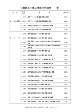 日本舶用工業会標準（SM 標準） 一覧