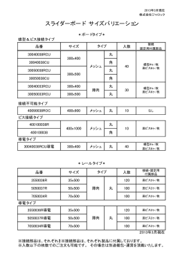 スライダーボード サイズバリエーション