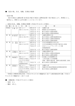 役員の数、氏名、役職、任期及び経歴 ・役員の数 独立行政法人