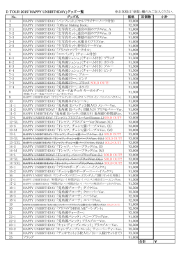 D TOUR 2015「HAPPY UNBIRTHDAY」グッズ一覧