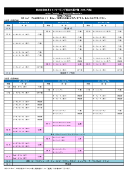 第28回全日本ライフセービング種目別選手権（2015/内海） TIME TABLE