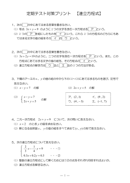 定期テスト対策プリント 【連立方程式】