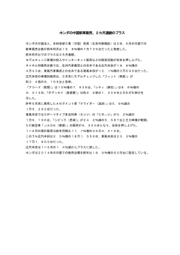 ホンダの中国新車販売、2カ月連続のプラス
