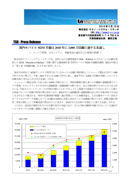 国内モバイルM2M市場は2018年に3000万回線に達する見通し