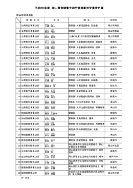 平成26年度 岡山県保健衛生功労者表彰式受賞者名簿