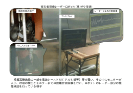 被災者探索レーダーロボット(（株）タウ技研) 模擬瓦礫施設の一部を電波