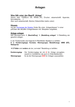 Anlagen anlegen