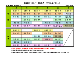 名嘉村ｸﾘﾆｯｸ 診療表 (2012年2月～）