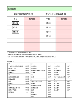 志方西口 加古川西市民病院 行 ボンマルシェ志方店 行 平日 平日 15:48