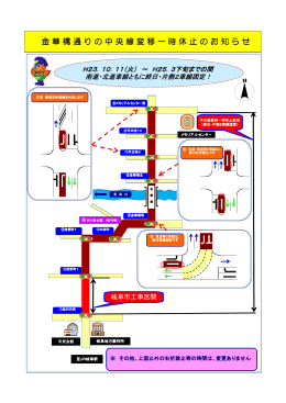 金 華 橋 通 り の 中 央 線 変 移 一 時 休 止 中 央 線 変 移 一 時 休 止 中