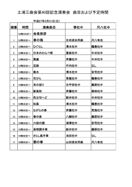 土浦三曲会第40回記念演奏会 曲目および予定時間