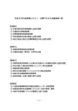 平成25 年行政事業レビュー 公開プロセス対象事業一覧