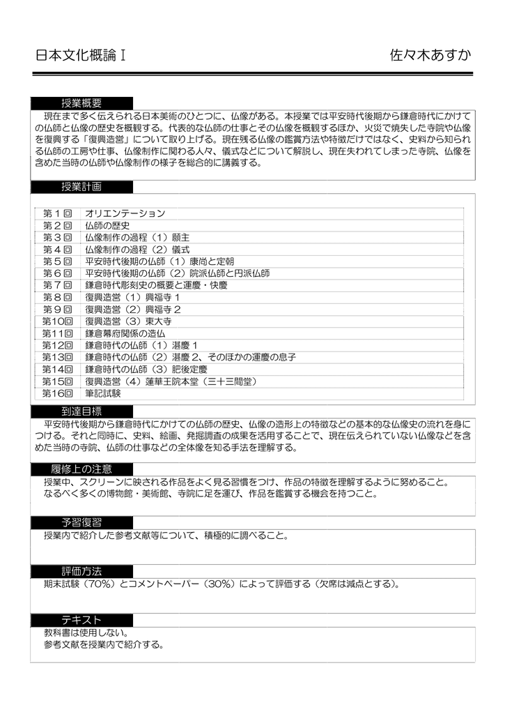 日本文化概論 佐々木あすか