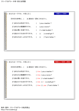 フリーアカデミー 中学・英文法問題 ※転用禁止※