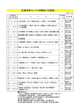 広島湾岸トレイル体験会（日程表）
