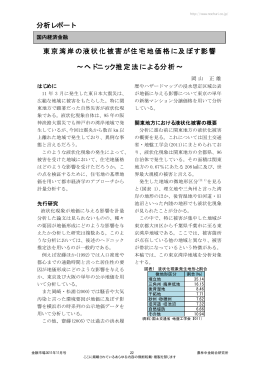 東京湾岸の液状化被害が住宅地価格に及ぼす影響～ヘドニック推定法