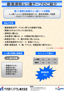 最薄透明ふっ素テープ：カタログ