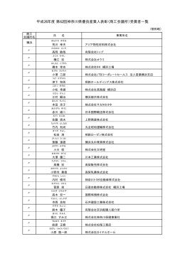 平成26年度 第62回神奈川県優良産業人表彰（商工会議所）受賞者一覧